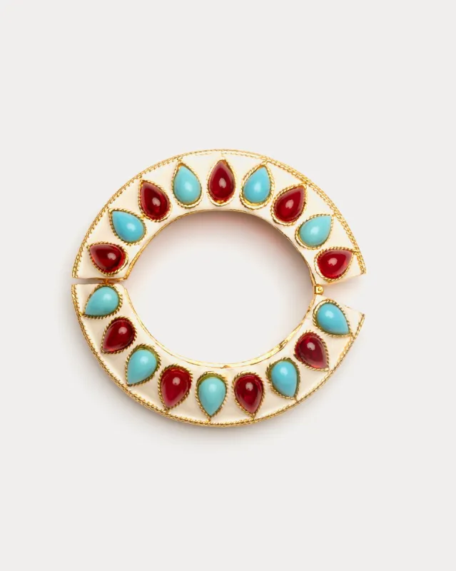 Beaded Bangle Bracelet - White Turquoise Ruby sold by Frances Valentine