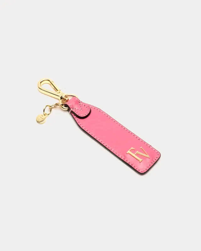 Logo Keychain - Crinkled Leather Pink sold by Frances Valentine
