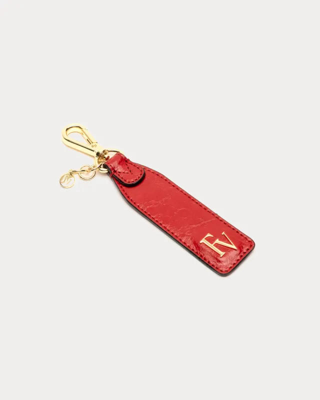 Logo Keychain - Crinkled Leather Red sold by Frances Valentine