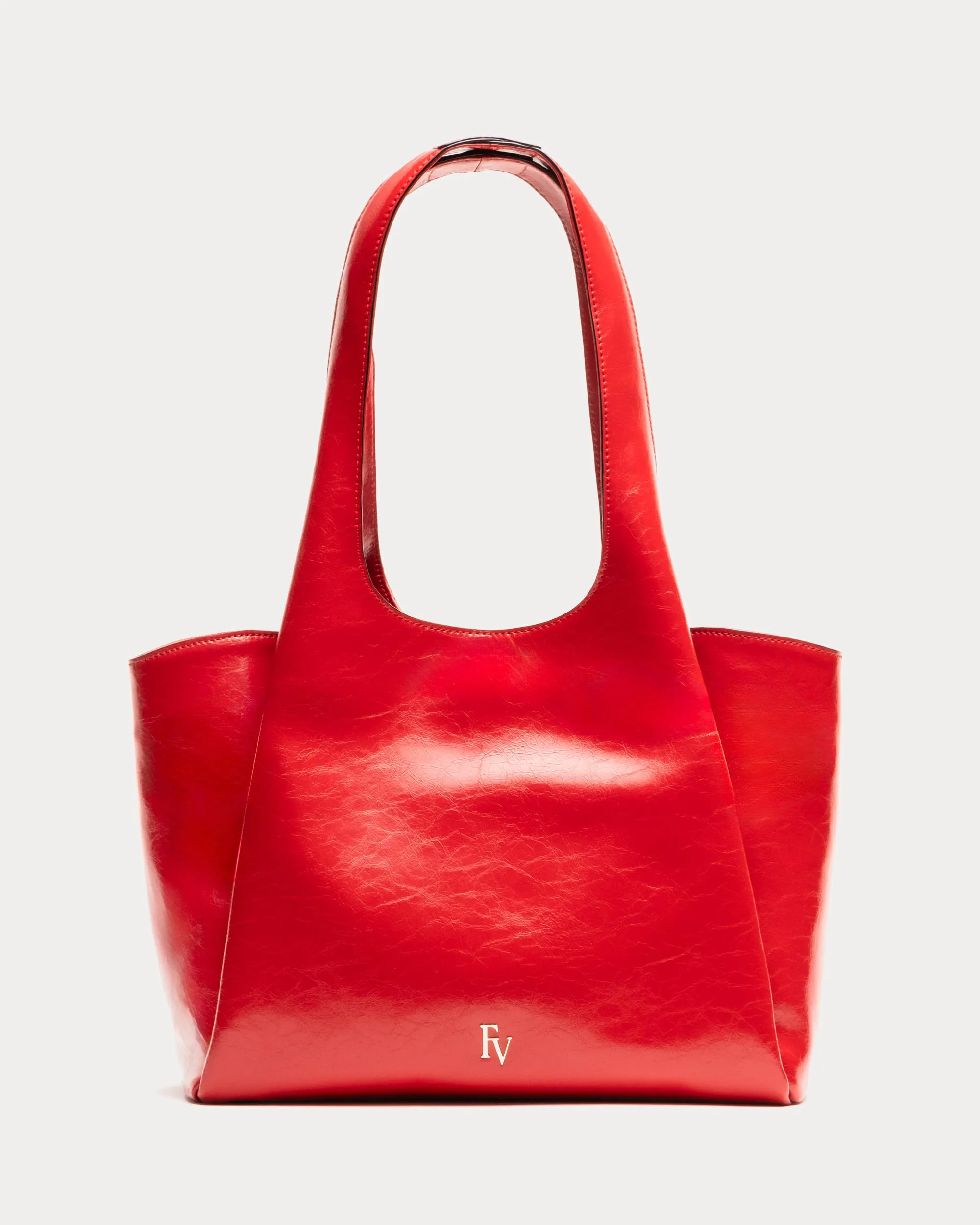 Portia Satchel - Crinkled Leather Red sold by Frances Valentine
