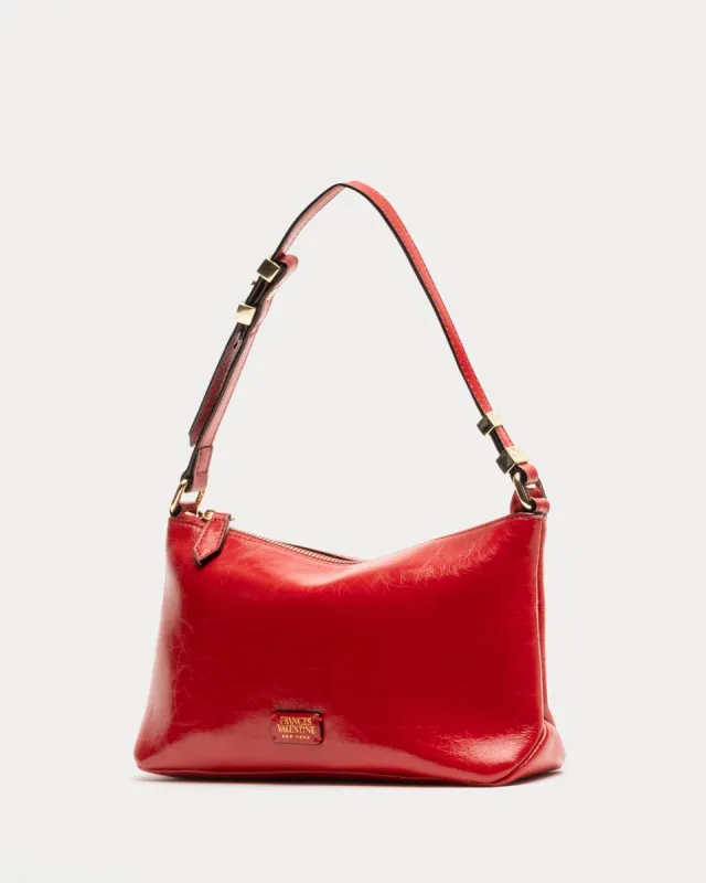 Freddie Shoulder Bag - Crinkled Leather Red sold by Frances Valentine