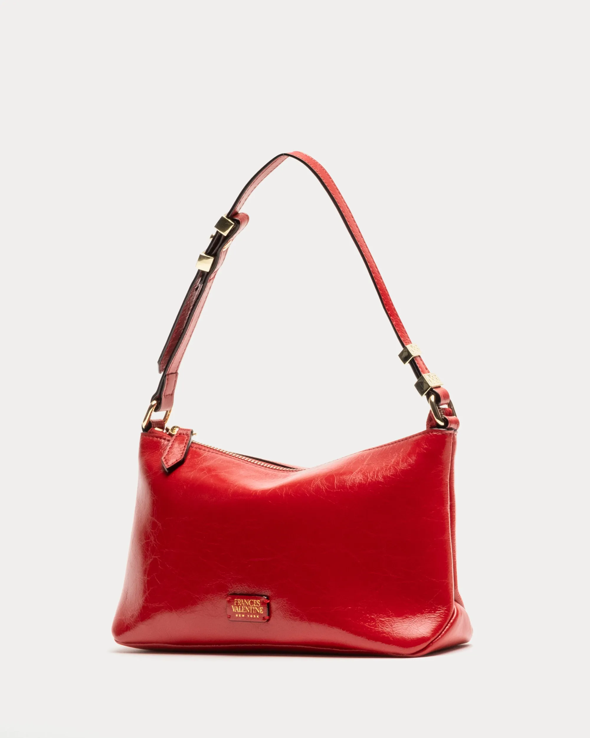 Freddie Shoulder Bag - Crinkled Leather Red sold by Frances Valentine