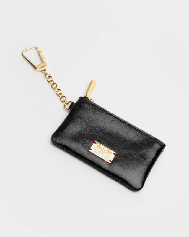 Bitsy Key Pouch - Crinkled Leather Black sold by Frances Valentine