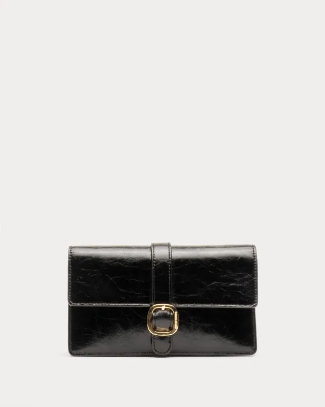 Accordion Wallet - Crinkled Leather Black sold by Frances Valentine