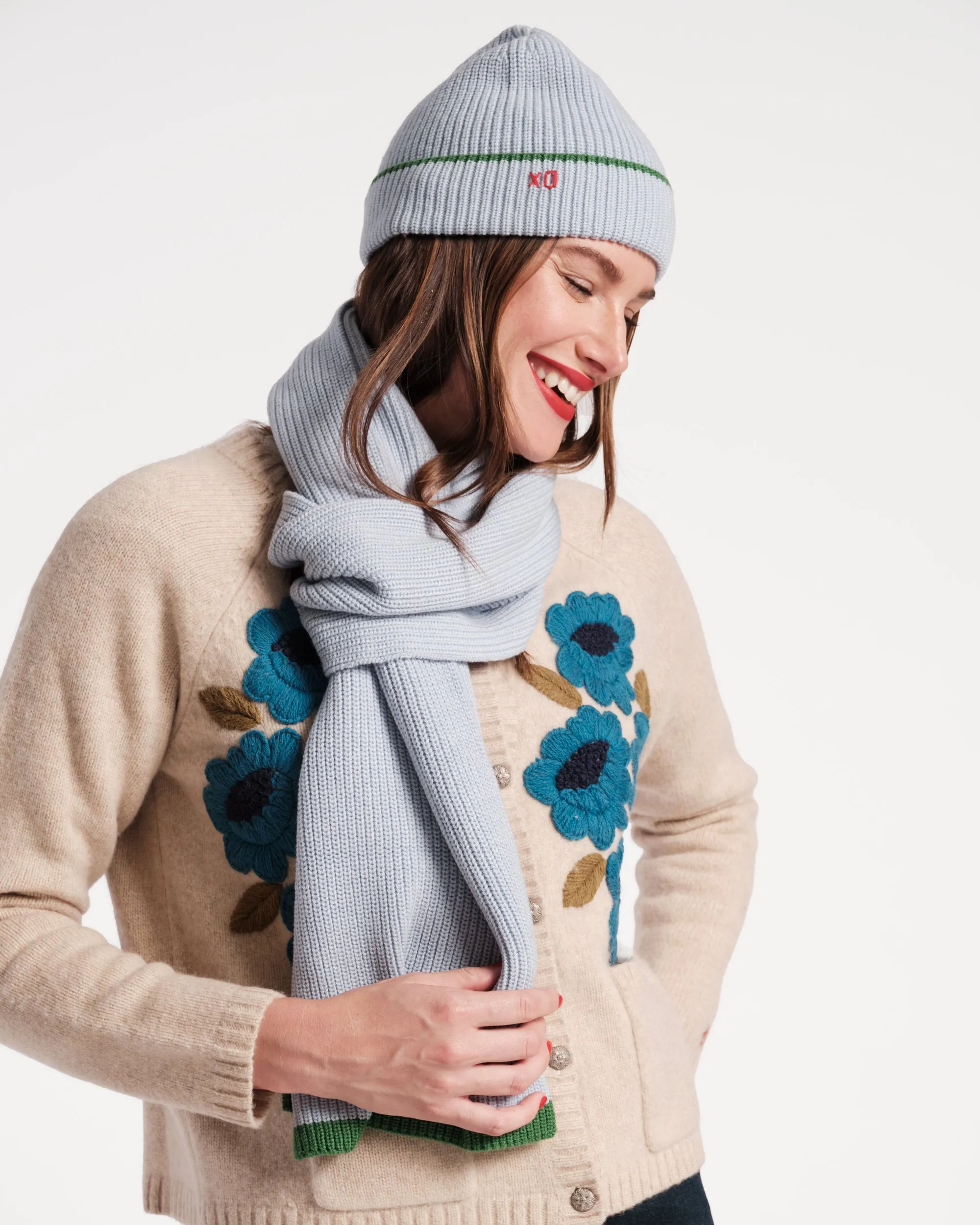 Ribbed Scarf - Blue sold by Frances Valentine product image thumbnail 2