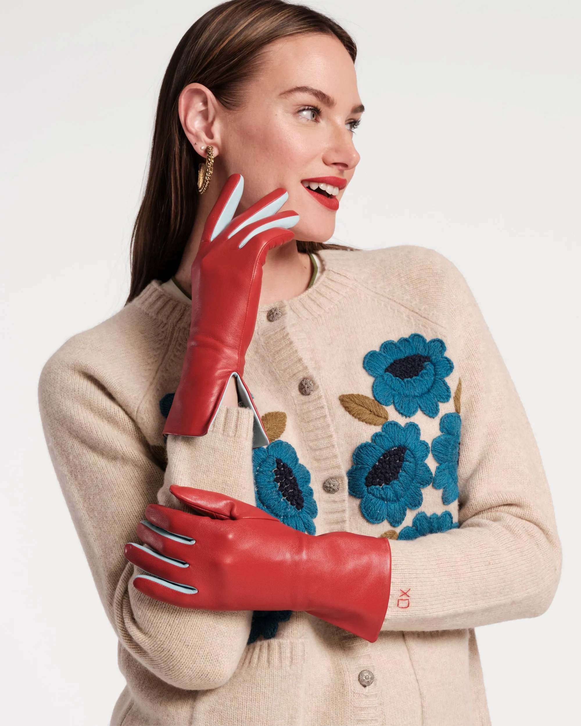 Deep V Leather Glove - Red sold by Frances Valentine product image thumbnail 2