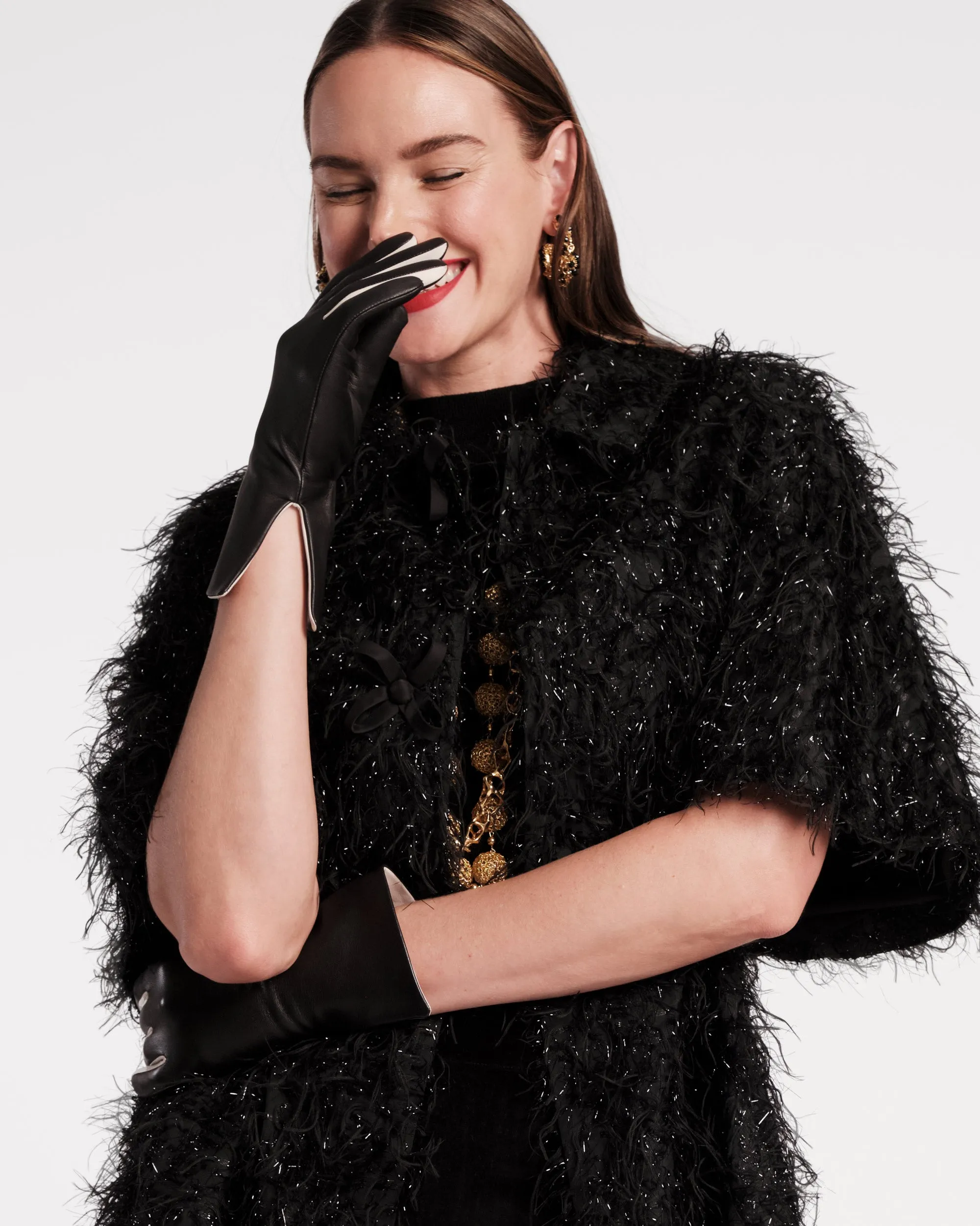 Deep V Leather Glove - Black sold by Frances Valentine product image thumbnail 2