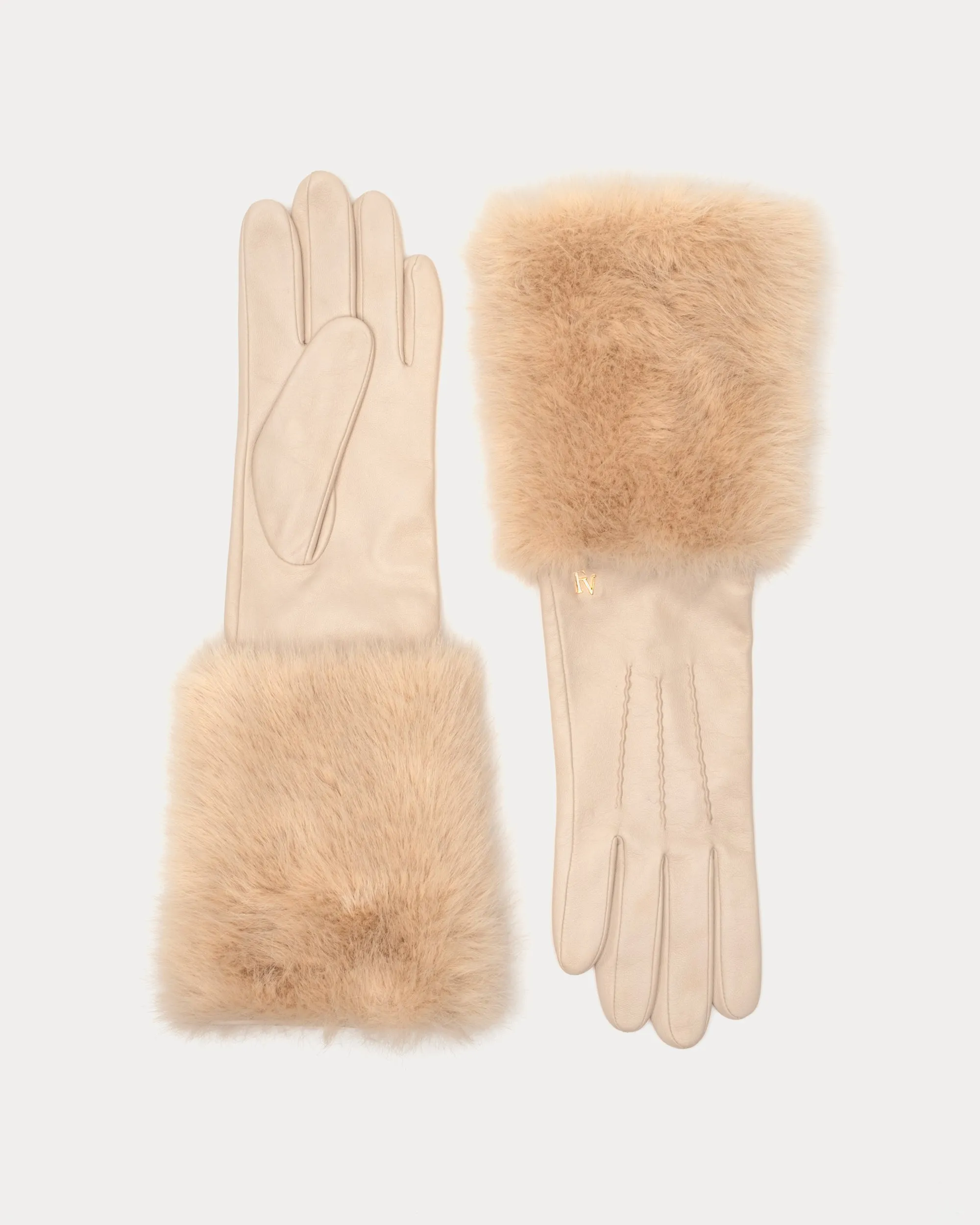 Faux Fur Cuff Leather Glove - Oyster sold by Frances Valentine product image thumbnail 2