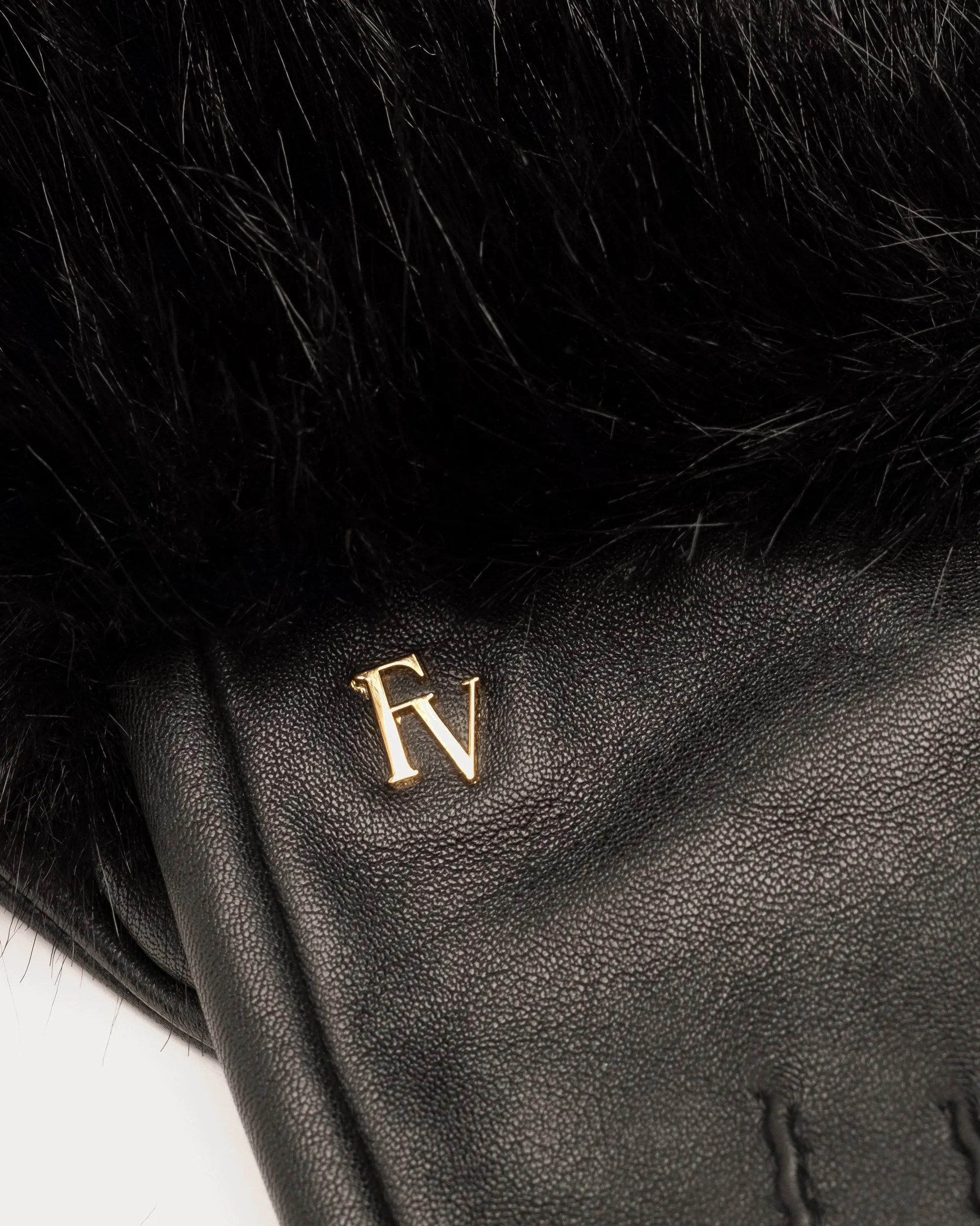 Faux Fur Cuff Leather Gloves - Black sold by Frances Valentine product image thumbnail 3