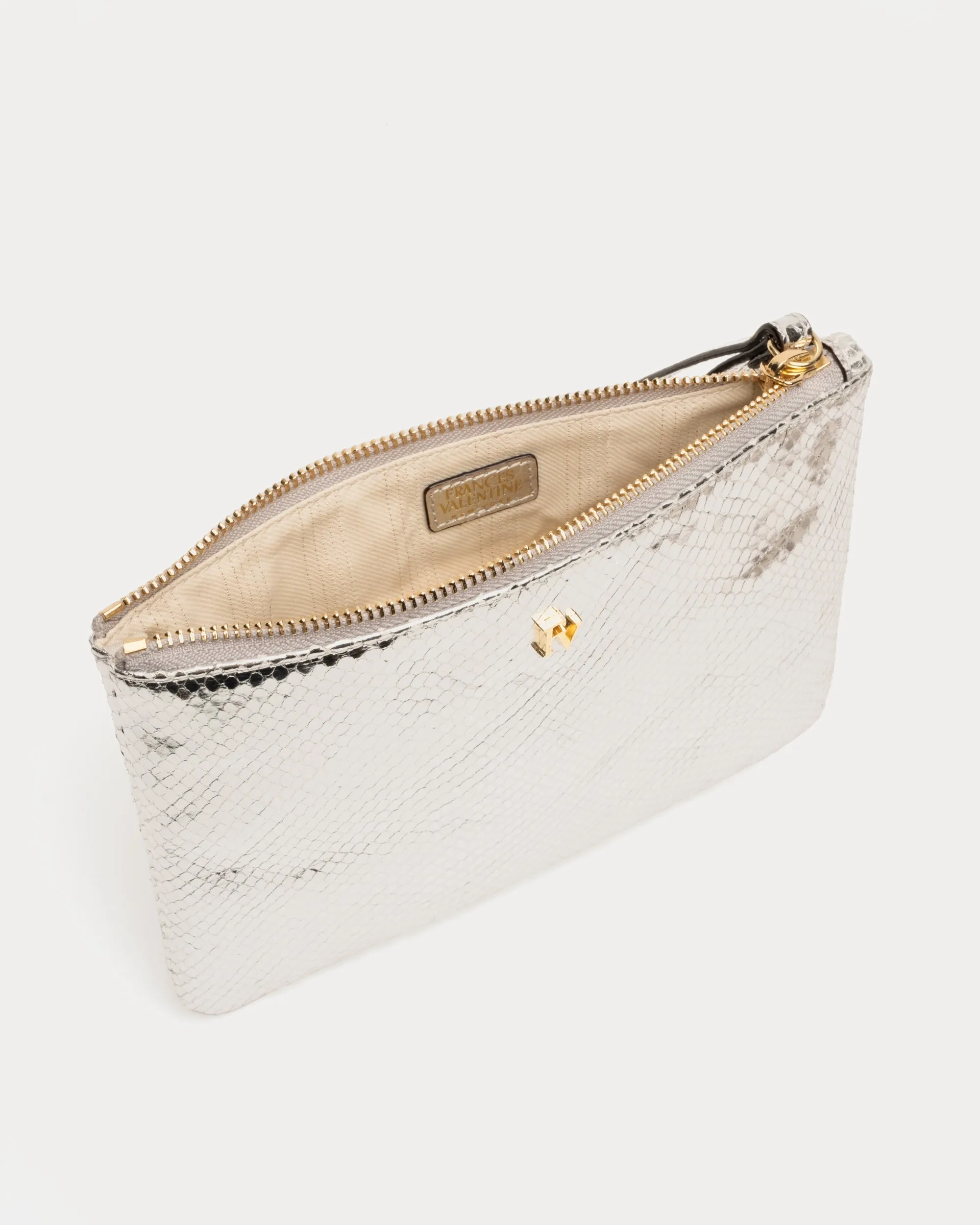 Wristlet Snake Embossed Leather Silver sold by Frances Valentine product image thumbnail 2