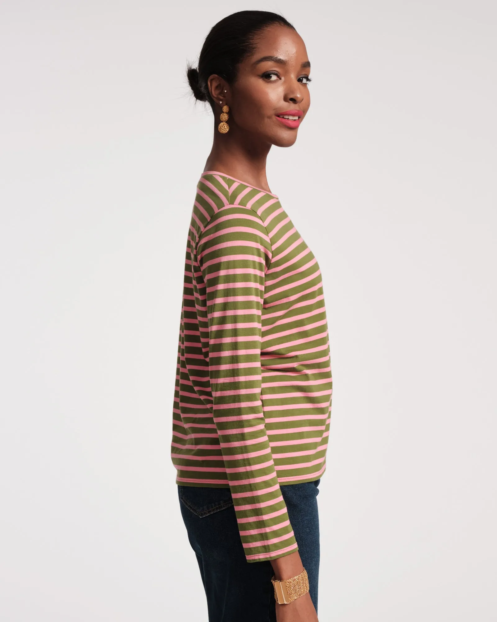 Long Sleeve Striped Tee Shirt - Green Pink sold by Frances Valentine product image thumbnail 3