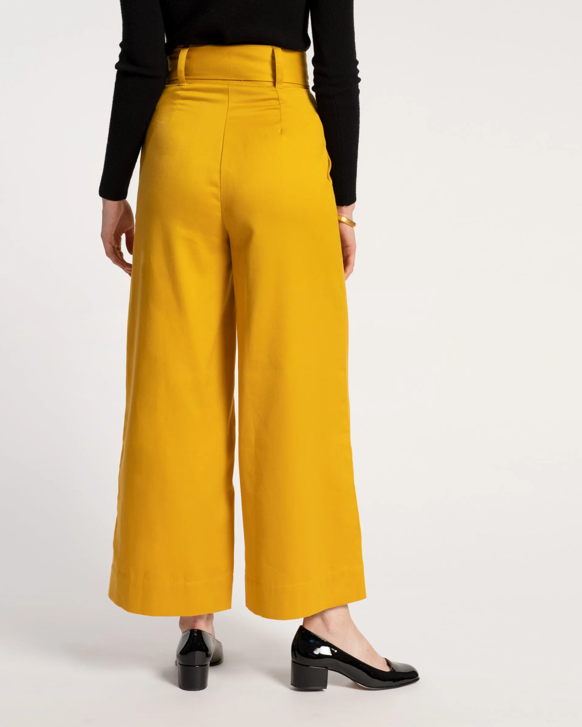Zoey Belted Cotton Pant Mustard sold by Frances Valentine product image thumbnail 4