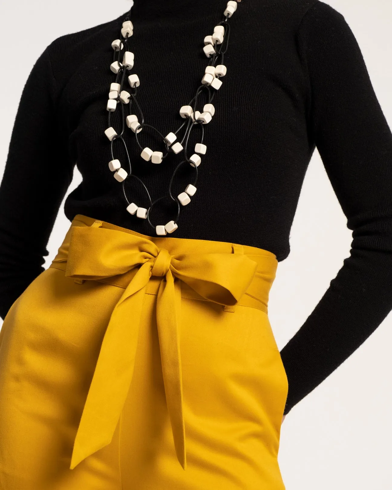 Zoey Belted Cotton Pant Mustard sold by Frances Valentine product image thumbnail 2