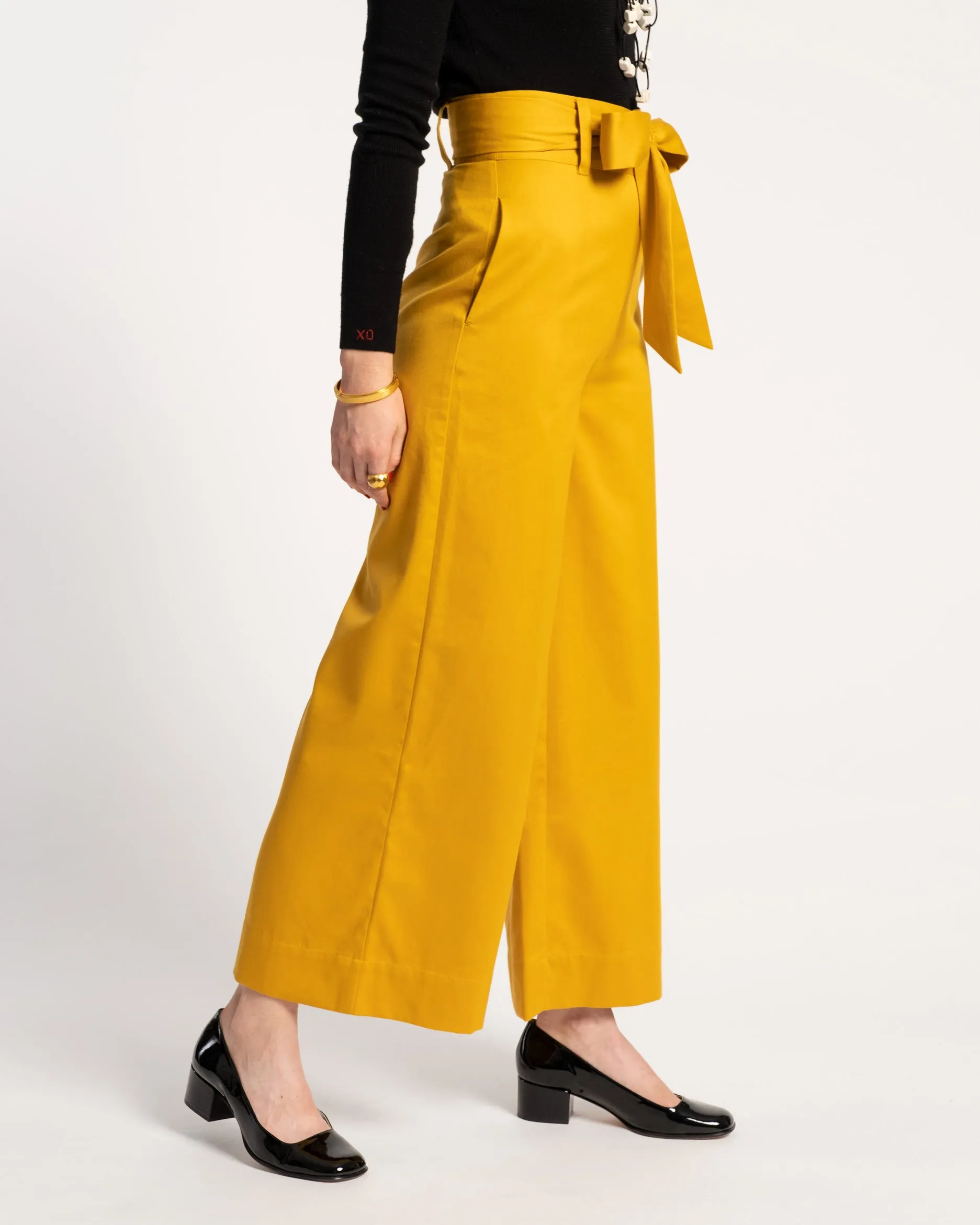 Zoey Belted Cotton Pant Mustard sold by Frances Valentine product image thumbnail 3