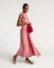 Carlyle Panel Dress Loop Print Oyster Red sold by Frances Valentine