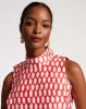 Carlyle Panel Dress Loop Print Oyster Red sold by Frances Valentine