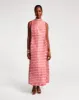 Carlyle Panel Dress Loop Print Oyster Red sold by Frances Valentine