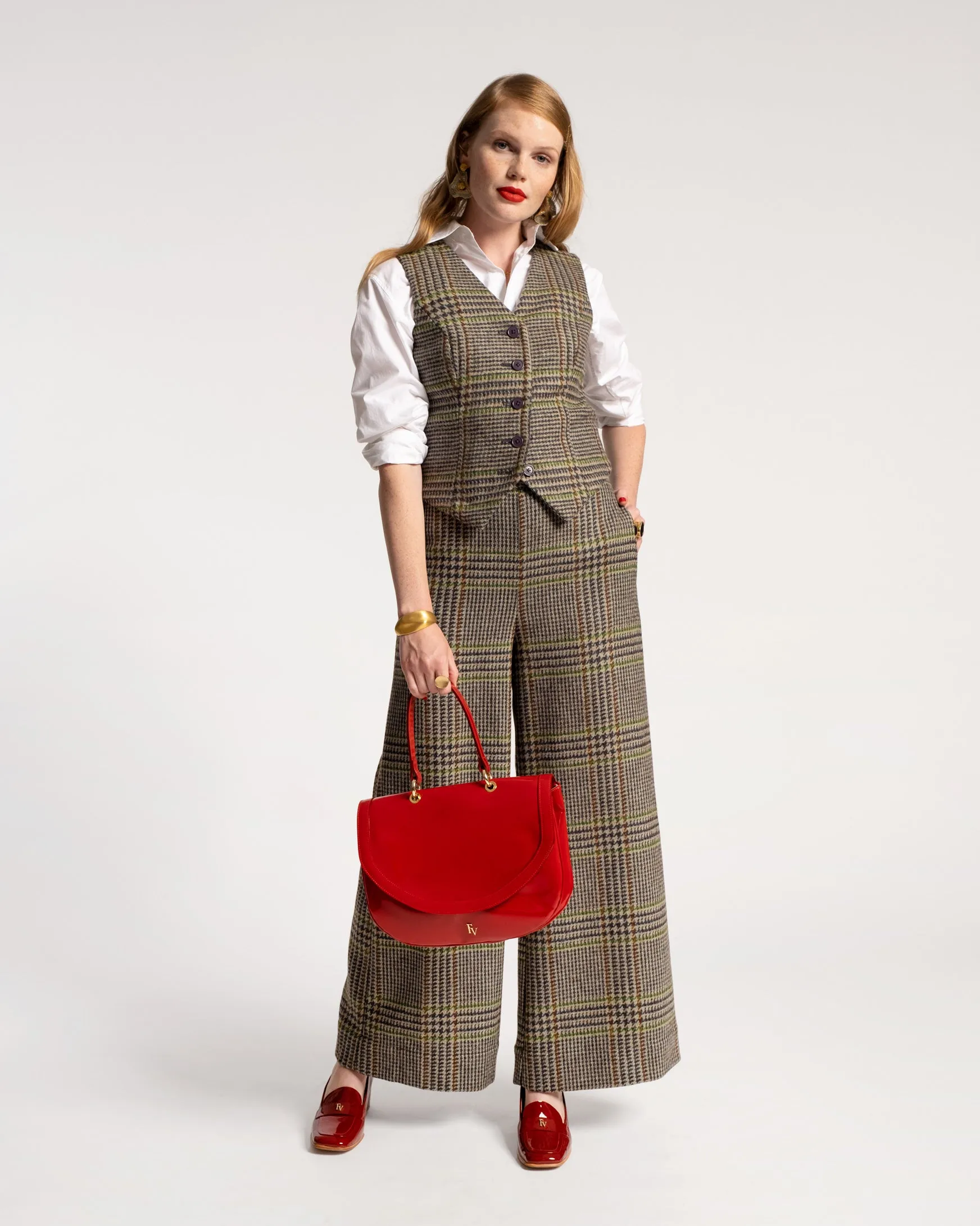 Zoey Belted Pant Leeds Houndstooth Wool sold by Frances Valentine product image thumbnail 2