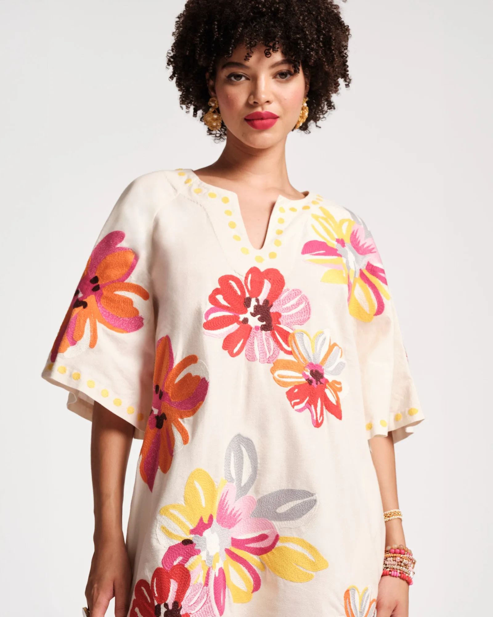 Charming Caftan Mini - Sun Floral White sold by Frances Valentine