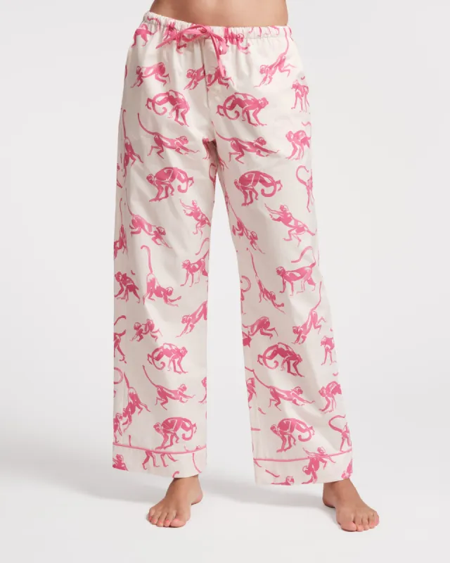 Teddy Pajama Pant - Pink Monkey made by Frances Valentine