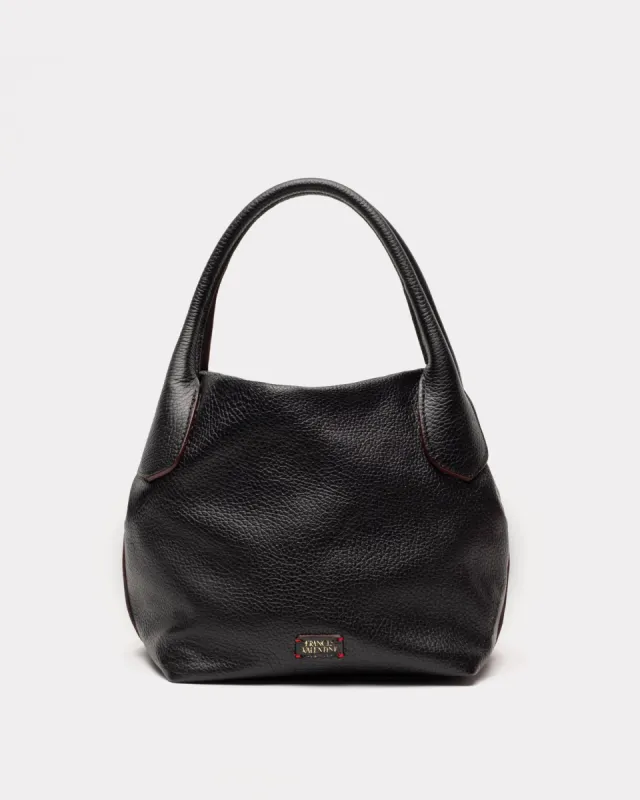 Mini Sweet Pea - Tumbled Leather Black sold by Frances Valentine