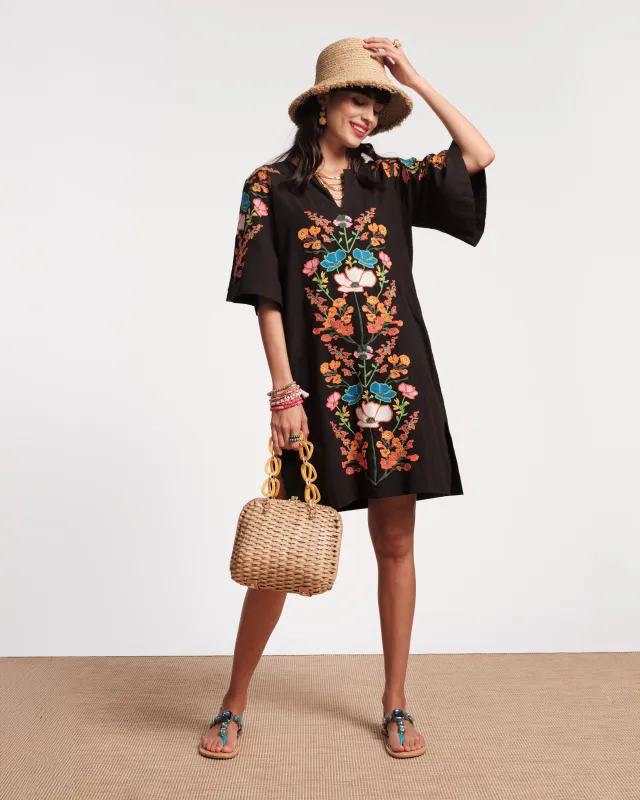 Charming Caftan Mini - Botanical Bash Black sold by Frances Valentine