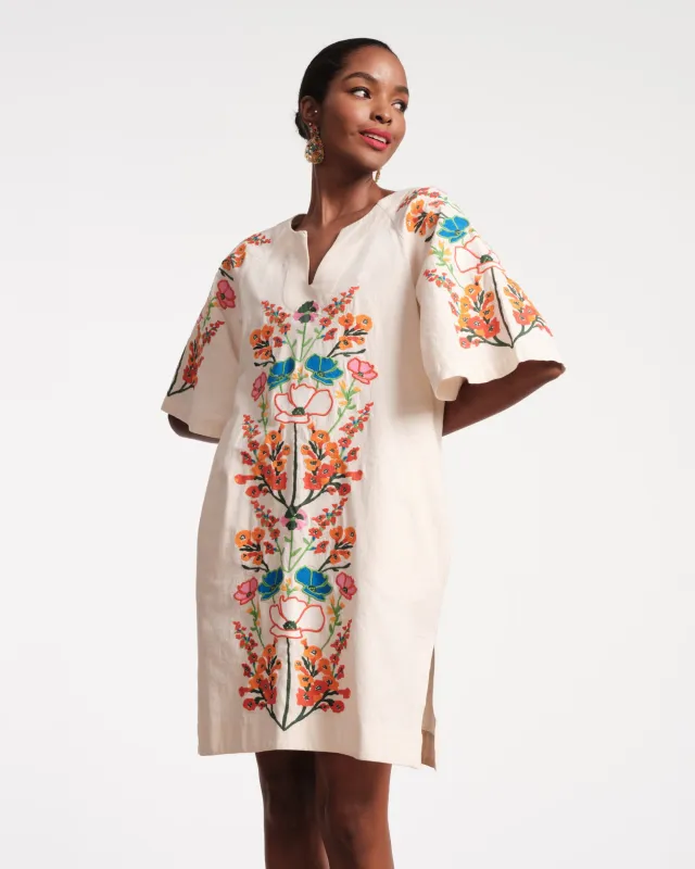Charming Caftan Mini - Botanical Bash White sold by Frances Valentine