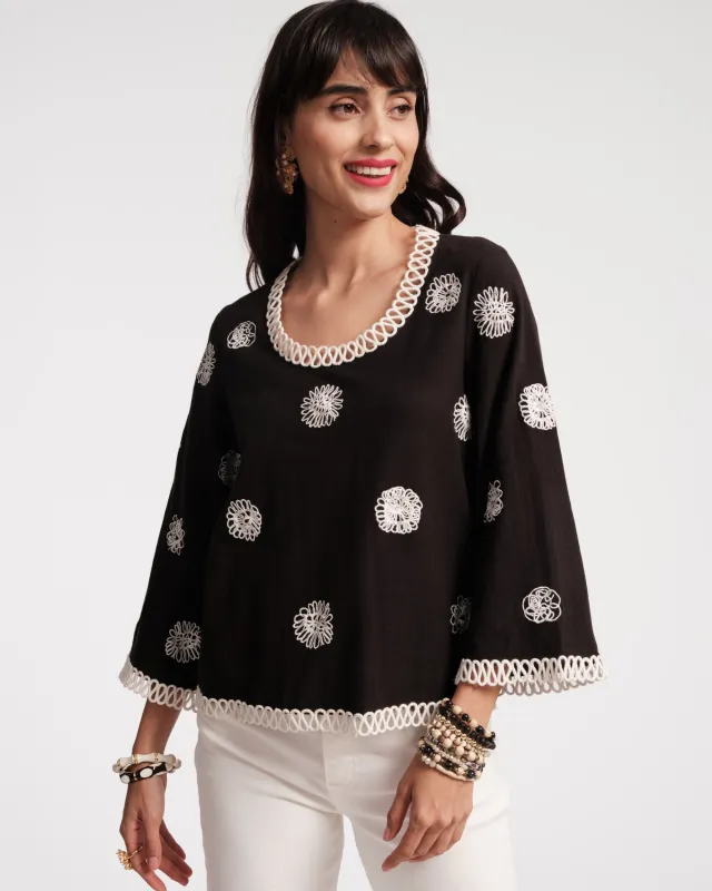 Fiona Top - Scribble Embroidery sold by Frances Valentine