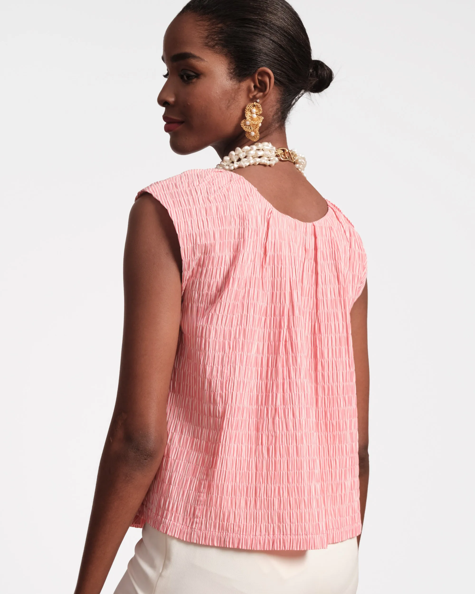 Bailey Top - Seersucker Stripe Pink sold by Frances Valentine product image thumbnail 4