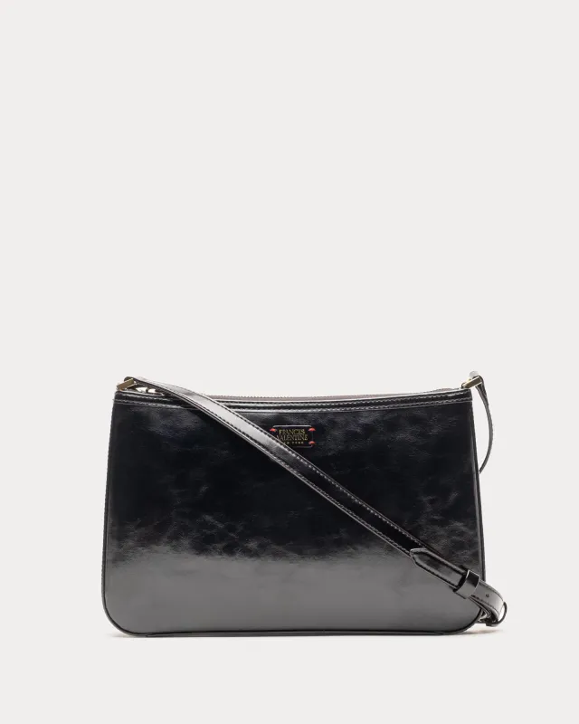 Poppy Crossbody - Glazed Leather Black sold by Frances Valentine
