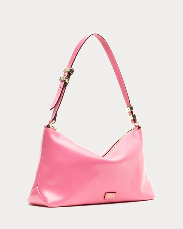 Large Freddie Shoulder Bag Crinkled Leather Pink sold by Frances Valentine
