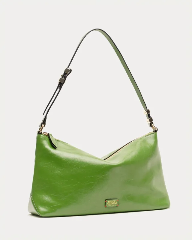 Large Freddie Shoulder Bag Crinkled Leather Green sold by Frances Valentine