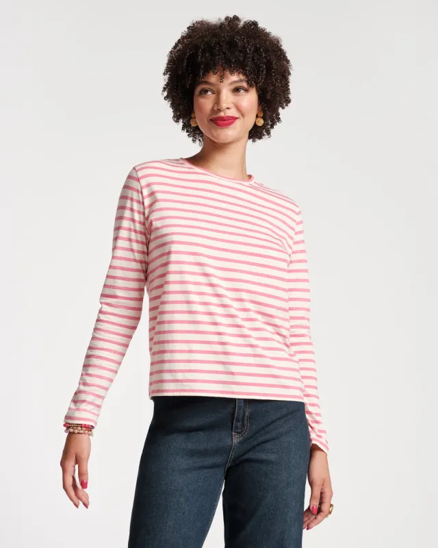 Long Sleeve Striped Tee Shirt - Oyster Pink sold by Frances Valentine