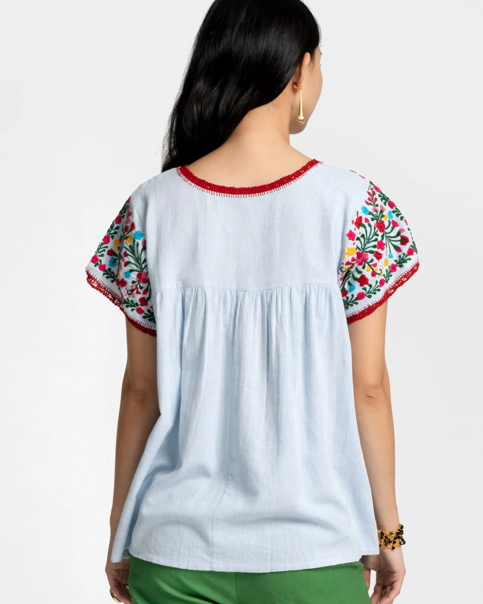 Marina Embroidered Top Light Blue sold by Frances Valentine product image thumbnail 3