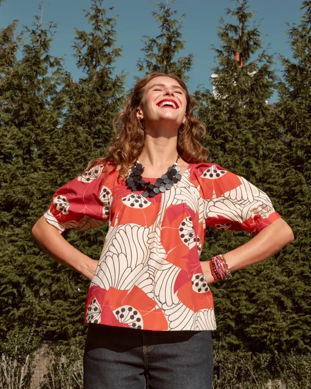 Zonda Top Cotton Poplin Japanese Poppy sold by Frances Valentine