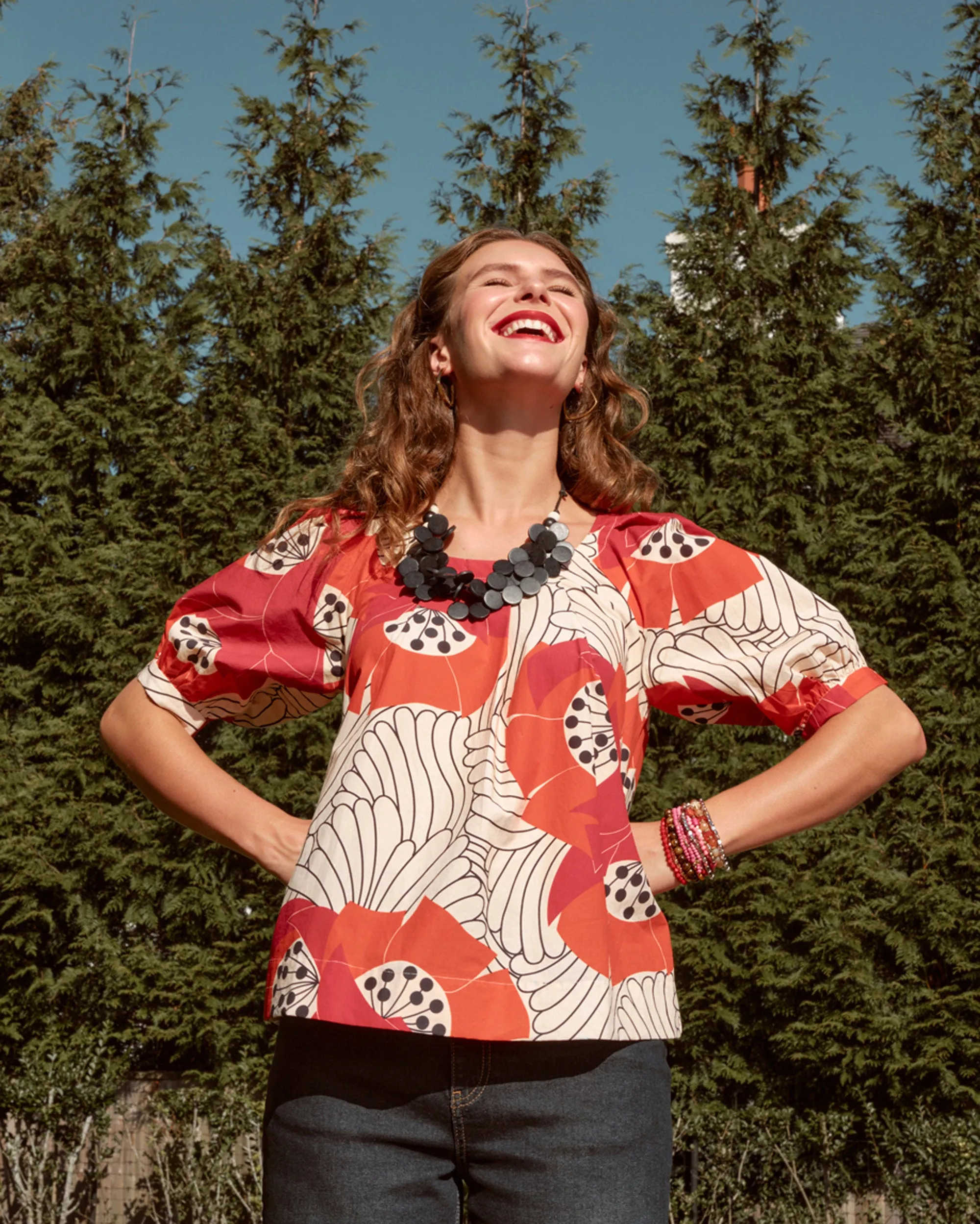 Zonda Top Cotton Poplin Japanese Poppy sold by Frances Valentine