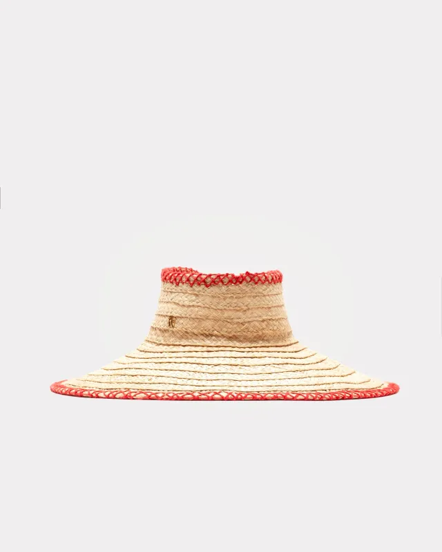Rollable Raffia Visor - Red sold by Frances Valentine
