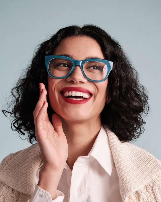 Miklos Reading Glasses - Polished Carolina Blue sold by Frances Valentine