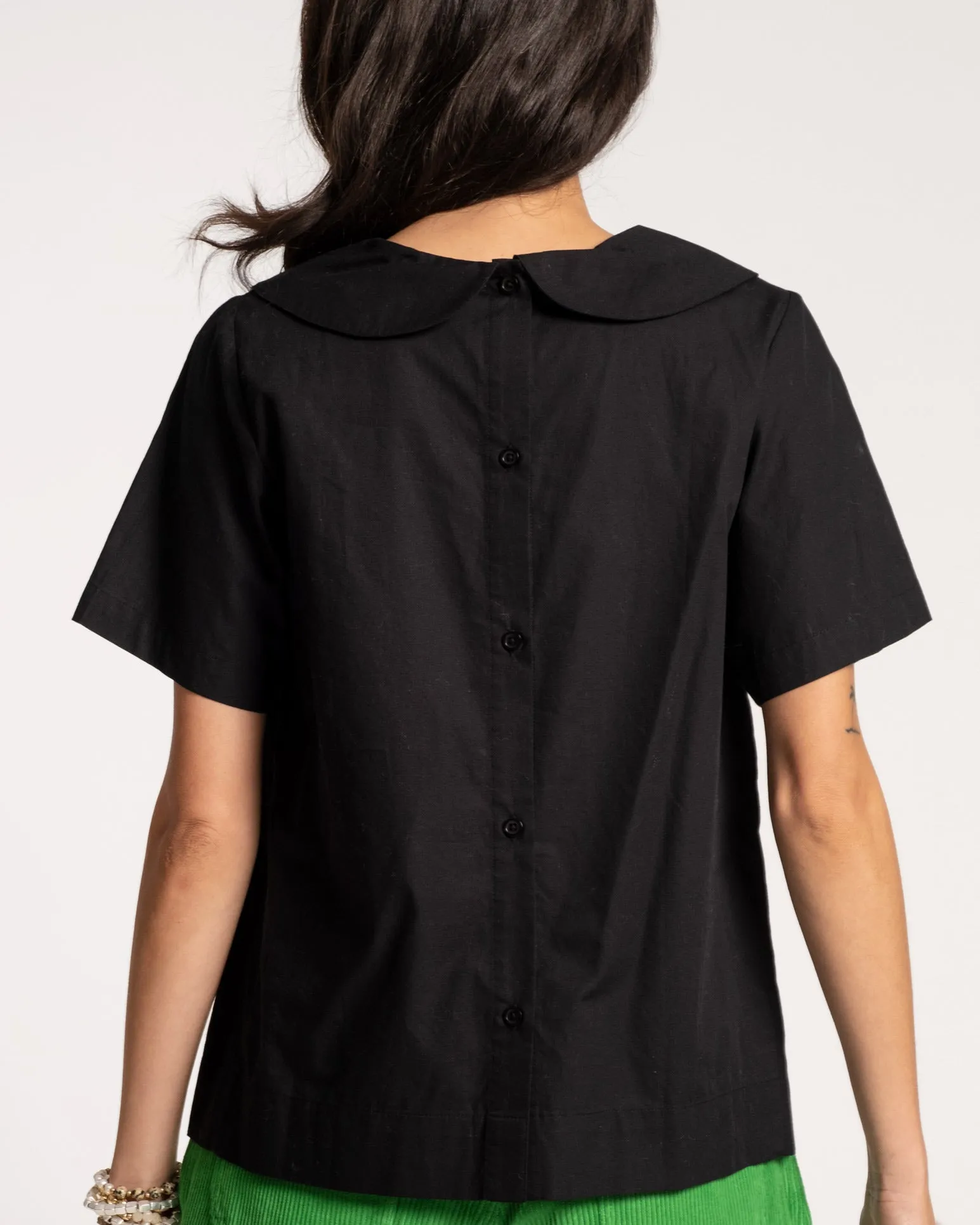 Anabelle Oversized Peter Pan Collar Top - Black sold by Frances Valentine product image thumbnail 3