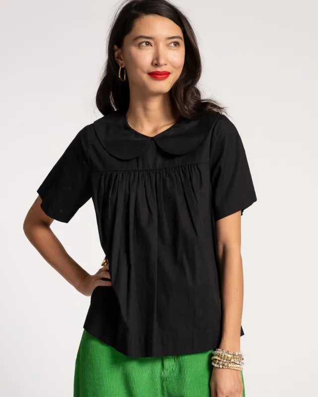 Anabelle Oversized Peter Pan Collar Top - Black sold by Frances Valentine