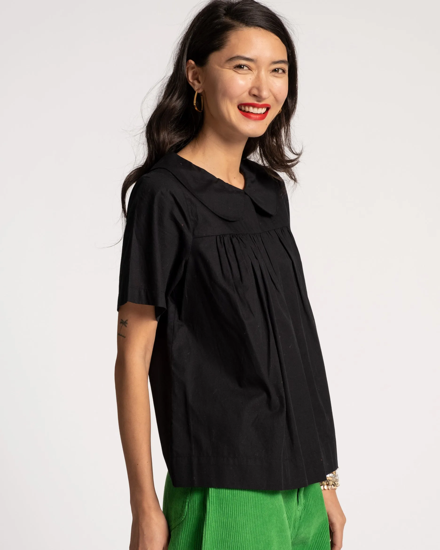 Anabelle Oversized Peter Pan Collar Top - Black sold by Frances Valentine product image thumbnail 2