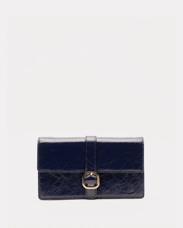 Accordian Wallet - Crinkled Leather Navy sold by Frances Valentine