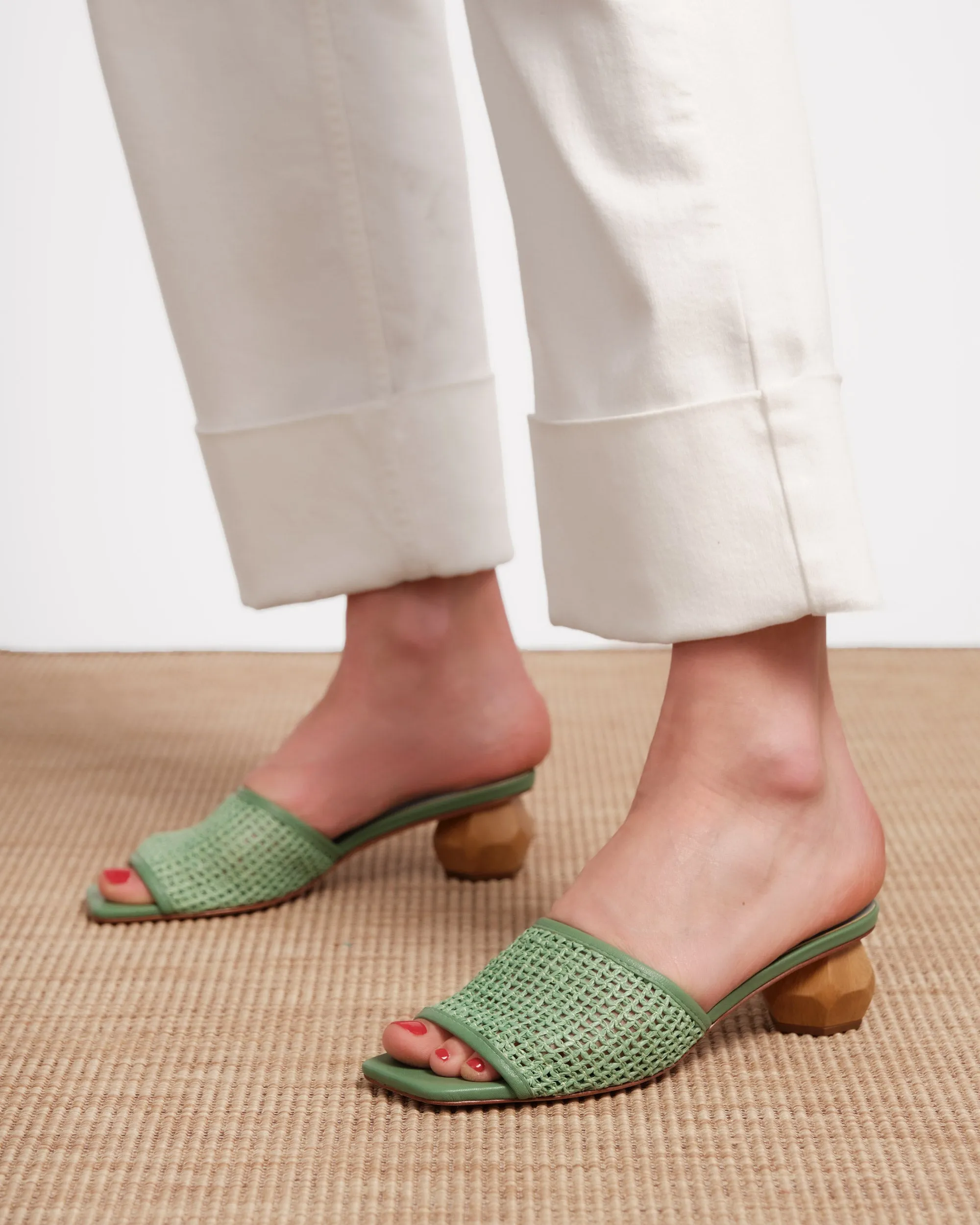 Raffia Mesh Slide - Green sold by Frances Valentine product image thumbnail 3