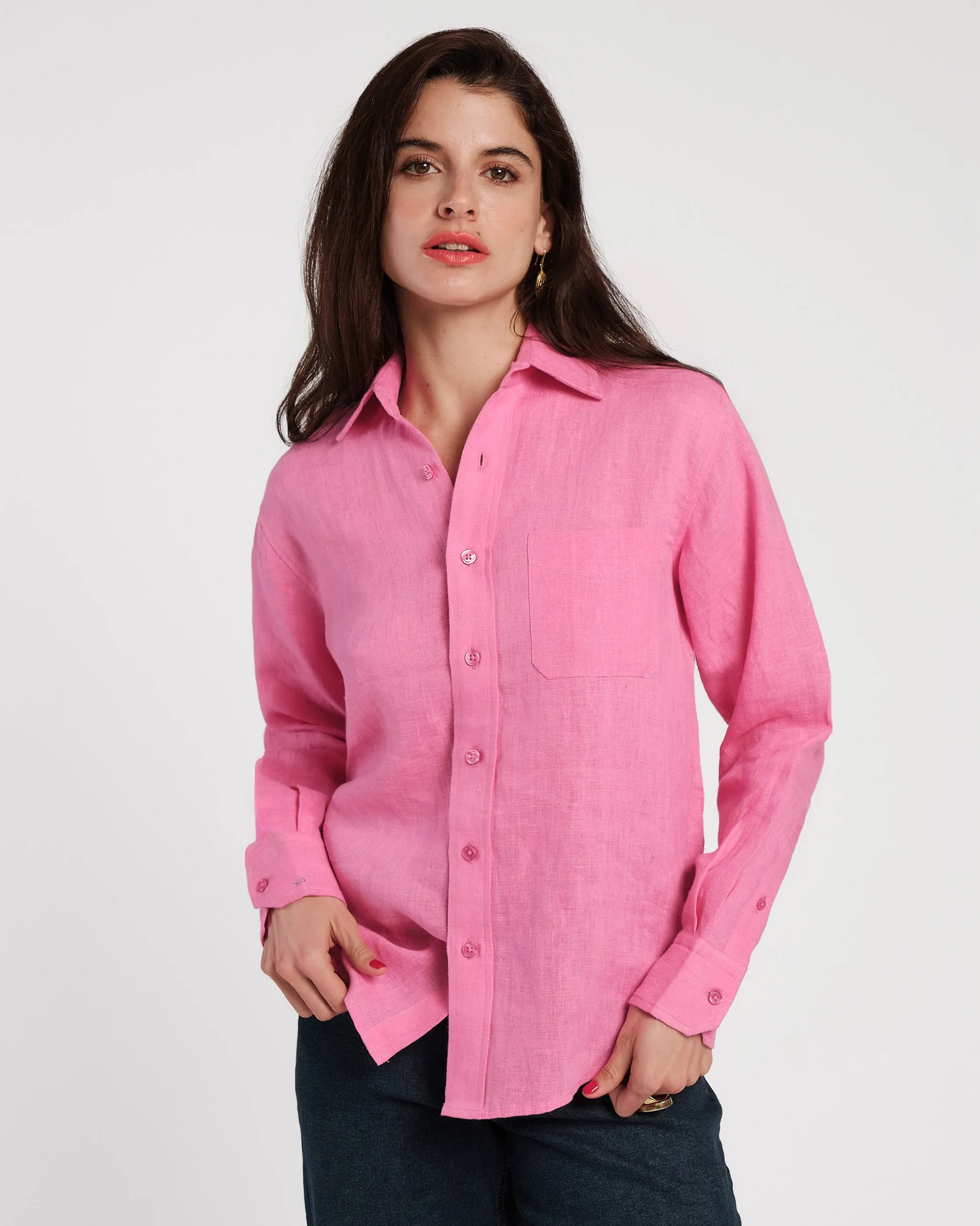 Perfect Button Down Linen - Pink sold by Frances Valentine product image thumbnail 2