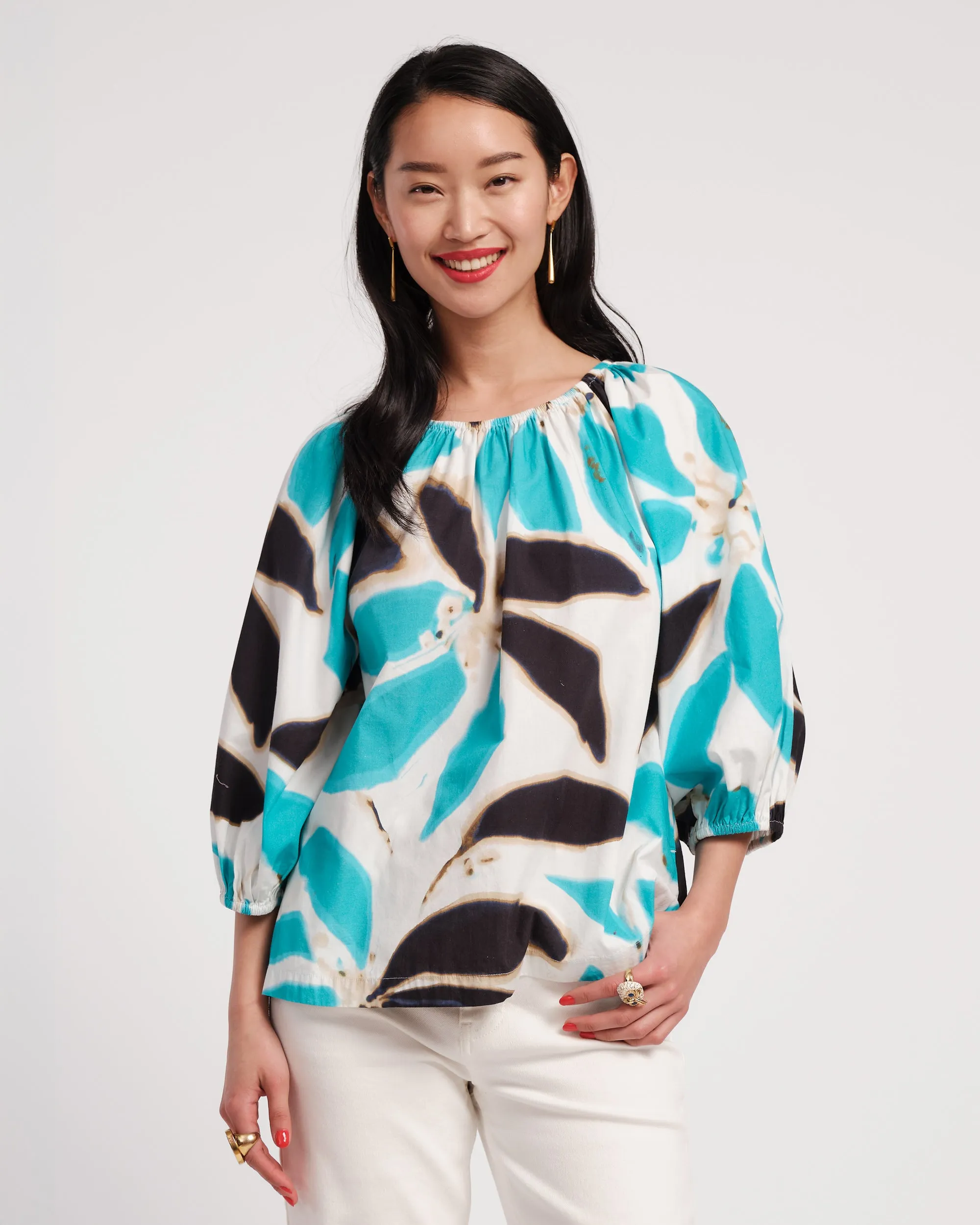 Bliss Top - Banana Leaf Blue sold by Frances Valentine