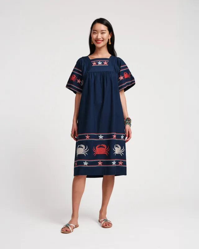Picnic Dress - Navy Crab sold by Frances Valentine