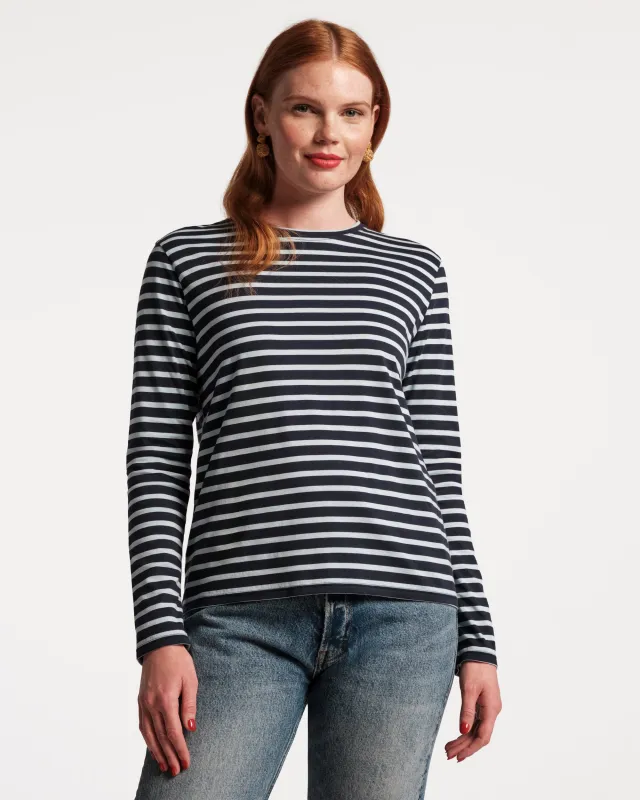 Long Sleeve Striped Tee Shirt - Navy/Light Blue sold by Frances Valentine