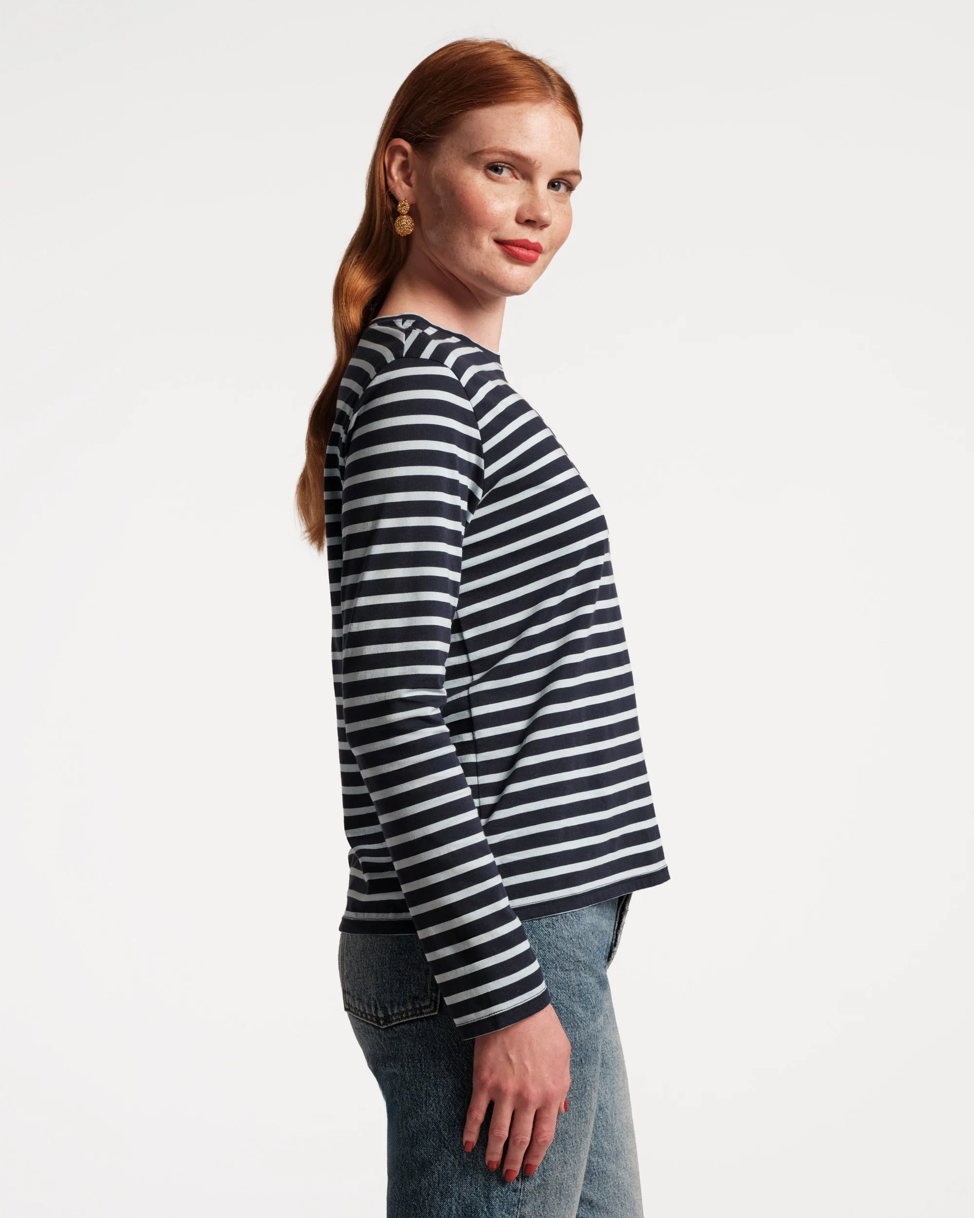 Long Sleeve Striped Tee Shirt - Navy/Light Blue sold by Frances Valentine product image thumbnail 2