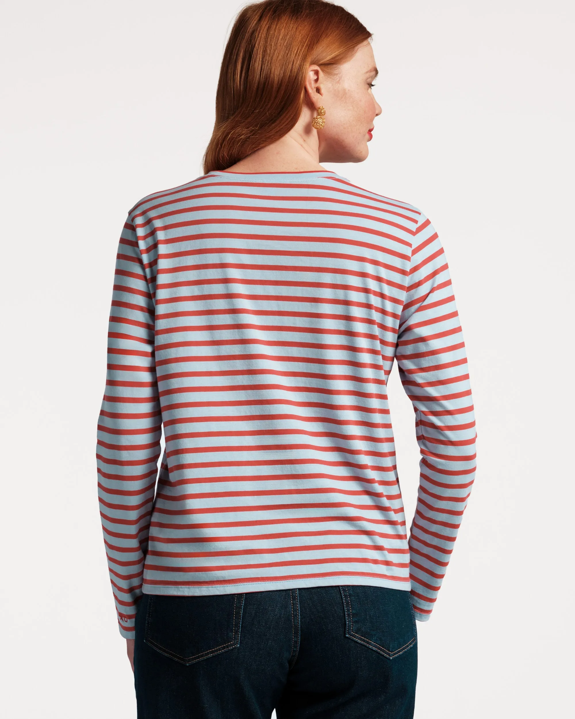 Long Sleeve Striped Tee Shirt - Light Blue/Red sold by Frances Valentine product image thumbnail 3