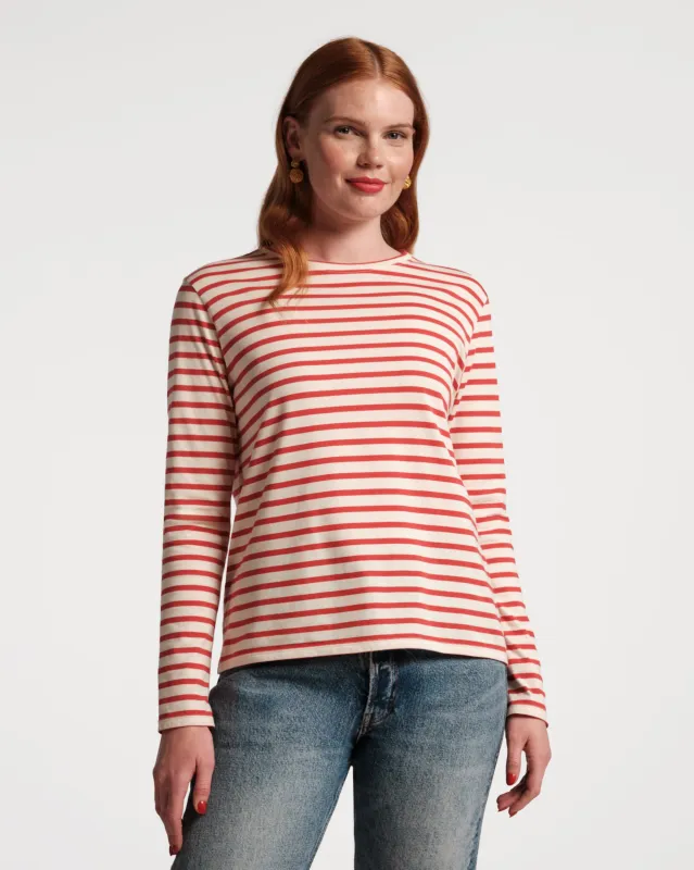 Long Sleeve Striped Tee Shirt - Red/White sold by Frances Valentine